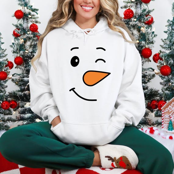 Let It Snow Hoodie, Snowman Face Christmas Hoodie, Festive Holiday