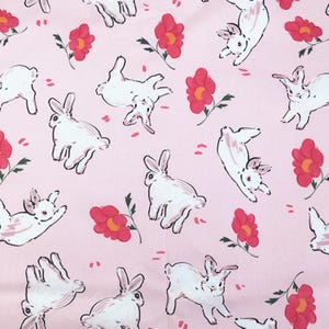 Rabbit Fabric Bunny Fabric 100% Cotton Cartoon Fabric By The Half Yard
