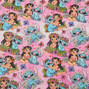 Lilo & Stitch Fabric Classic Character Fabric 100% Cotton Cartoon Fabric By The Half Yard