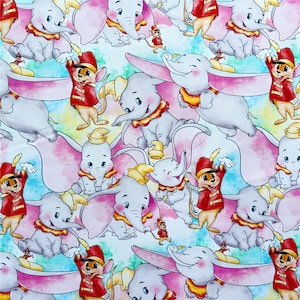 Dumbo Fabric 100% Cotton Cartoon Fabric By The Half Yard
