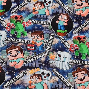 Minecraft Stoff Videospiel Stoff Klassischer Charakterstoff 100% Baumwolle Cartoon Stoff Um den halben Meter