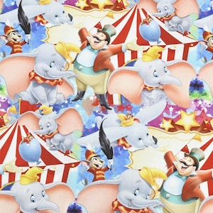 Dumbo Fabric 100% Cotton Cartoon Fabric By The Half Yard