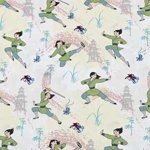 Disney Mulan Fabric Princess Fabric 100% Cotton Cartoon Fabric By The Half Yard