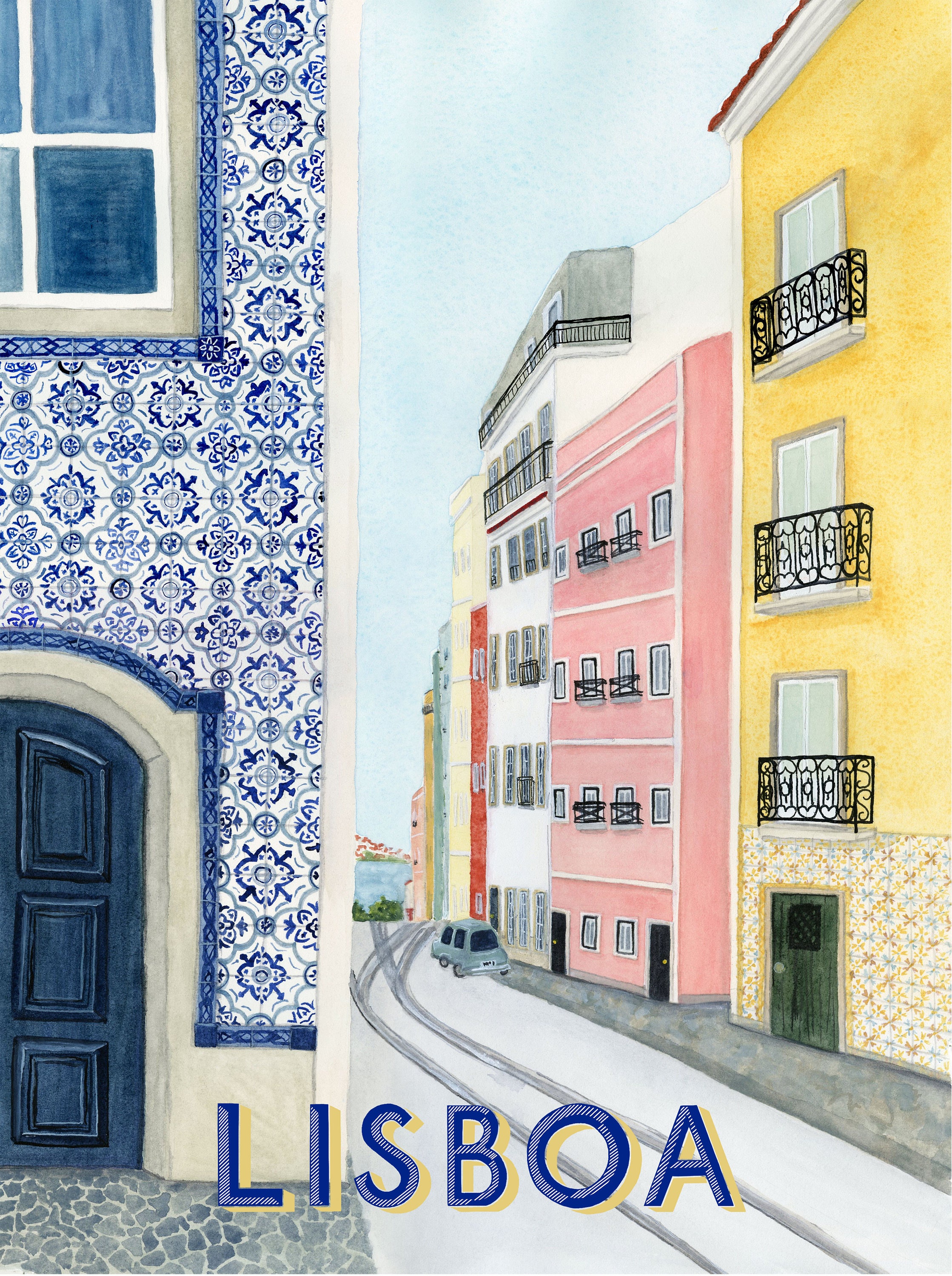 Lisbon Portugal Travel Poster art print of an original Etsy