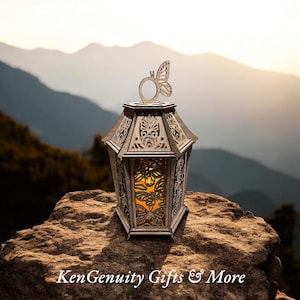Handcrafted Walnut Butterfly Lantern | Wooden Light | LED Battery Operated | Nature Inspired Decor
