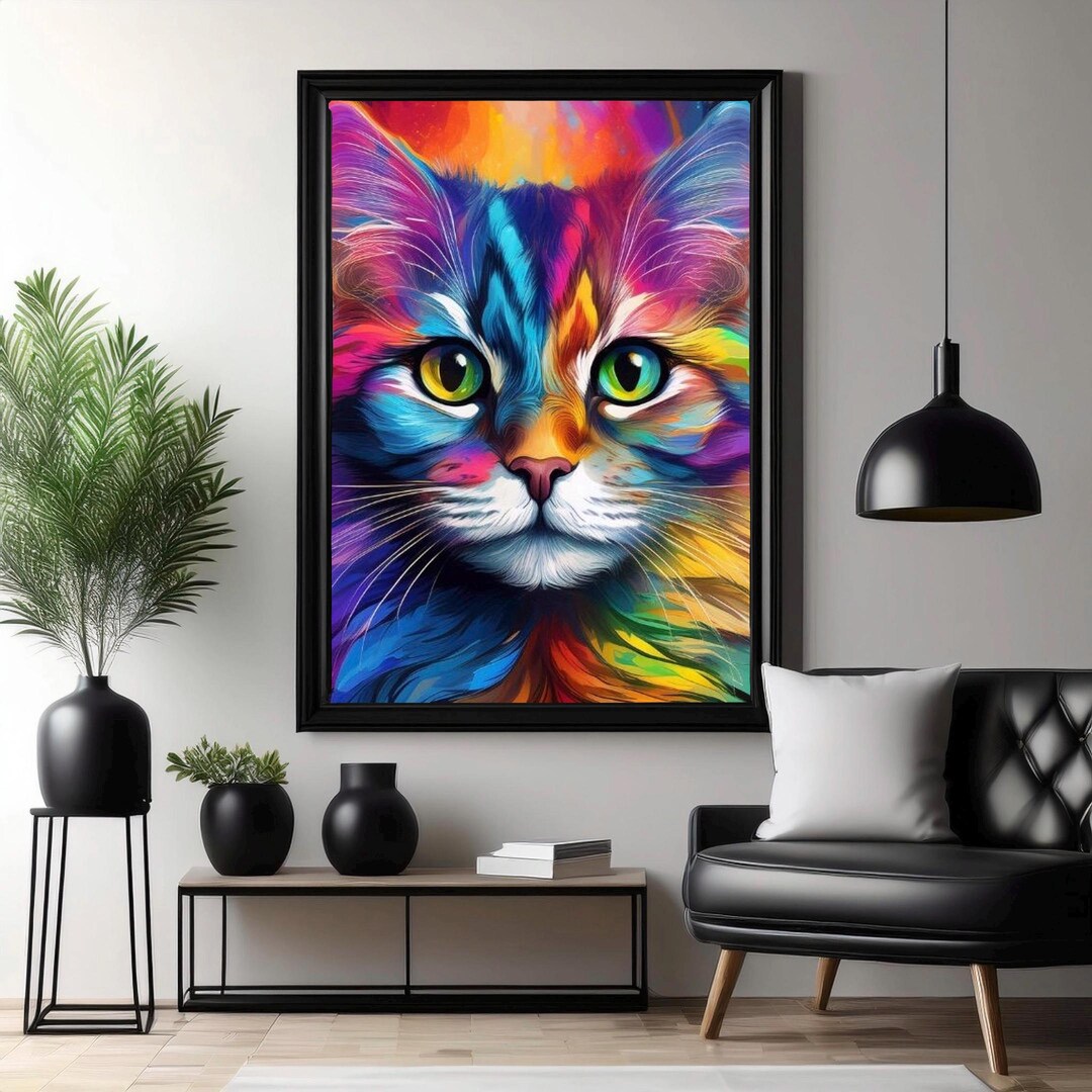 Cat Digital Art Print | Ai-generated Wall Art | Printable Home Decor ...