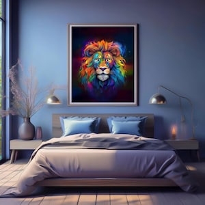 Lion Digital Art Print | AI-Generated Wall Art | Printable Home Decor | Digital Download
