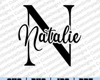 Custom Name Initial, Initial with Custom Name Svg, Custom Name Cut File, Custom Initial Calligraphy PNG, Name SVG, Editable Name SVG