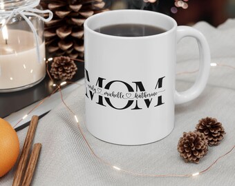 Mom Mug, Personalized Mom Cup, Custom Mama Cup, Mom Gift with Kids Names, Mommy Birthday Mothers Day Gifts from Children, New Mom Gift Idea