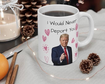 Trump Meme Mug, I Would Never Deport You Mug, Political Funny Mug, Smiling Trump Mug, Deportation Joke Mug, Valentine Gift