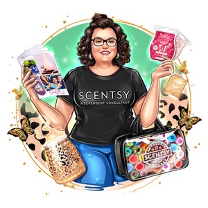 Scentsy consultant logo, Scentsy, Scentsy cartoon logo, Scented Wax Melts Logo Design, Portrait logo, Custom logo,Wax boss, Avatar logo