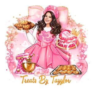 Cartoon bakery logo for business, Sweets Shop Logo,Dessert treats logo, Cake Shop Logo, Cute cookie logo, Custom cartoon logo,Avatar logo