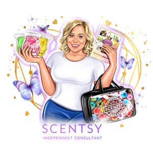 Logo Scentsy-consultant, Scentsy, Scentsy-cartoonlogo, Scented Wax Melts-logoontwerp, portretlogo, aangepast logo, waxbaas, avatarlogo