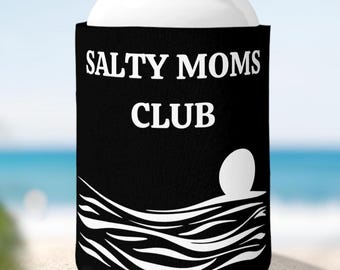 Funda para latas Salty Moms Club, funda para latas de playa, funda para latas para fiestas de vacaciones, funda para latas para mamás