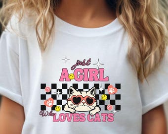 Just a Girl Who Loves Cats Shirt, Girls Cat shirt, Animal lover Kids shirt, Cat Kids T-Shirt, youth Cat Shirt