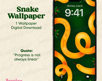 Papier peint botanique serpent pour téléphone : citation artistique bohème (téléchargement numérique)