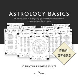 Astrology Basics Printable Pages, Beginner Astrology Cheat Sheets, Basics Of Astrology 101, Printable Astrology Guide, Learn Astrology PDF