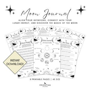 Moon Journal Printable, Moon Phases Planner, Moon Sign Manifestation, Lunar Cycle, New Moon and Full Moon Workbook Printable Astrology PDF