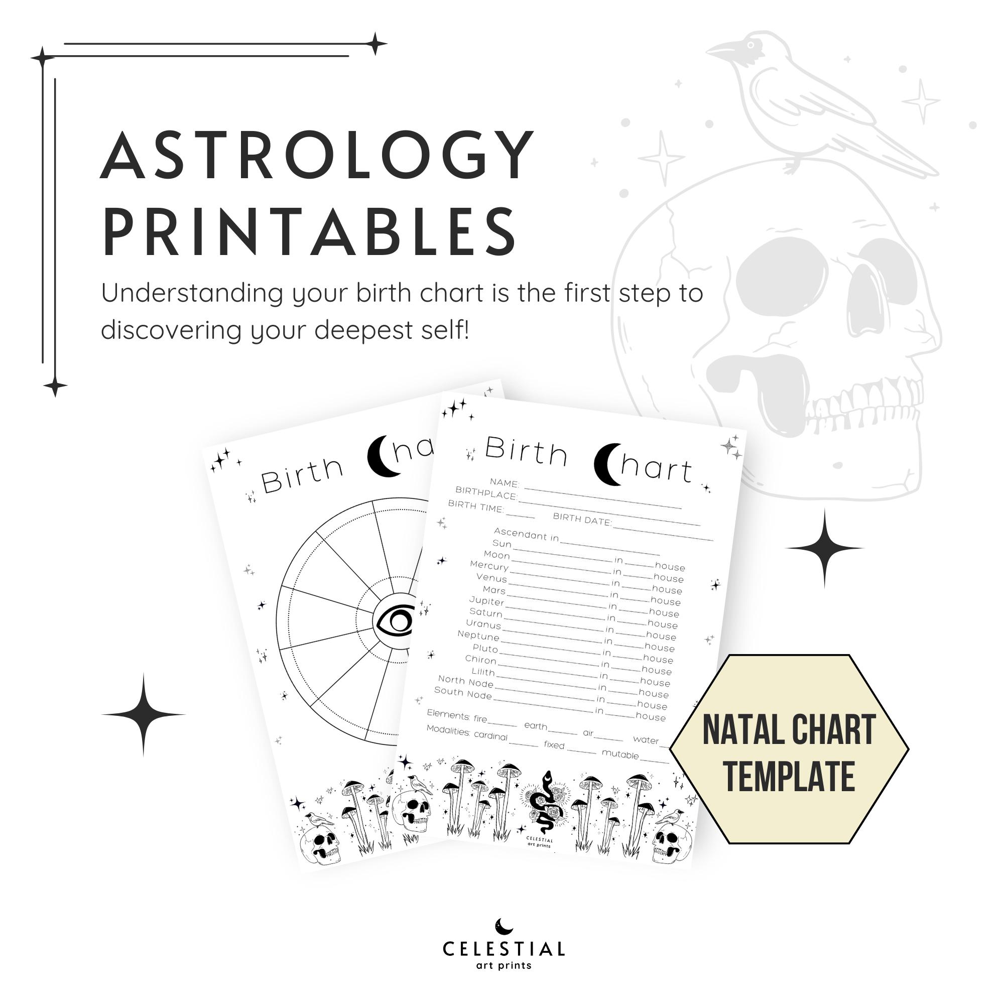 Blank Birth Chart Wheel, Printable Astrology Natal Chart Template Ideas ...