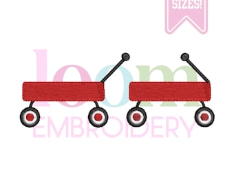 Motif de broderie Machine Wagon rouge, 2 modèles, jouet vintage d'été pour enfants en téléchargement numérique, fichier de broderie