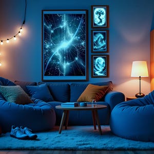 Glow-in-the-Dark Wall Art Poster - Kosmische Portale, Geisterruinen und galaktische Träume