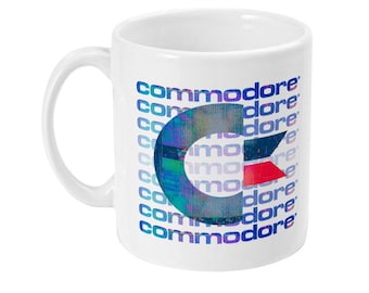 11oz Ceramic Glitchy Commodore 64 Mug - Retro Gaming C64 Computer Fan Gift