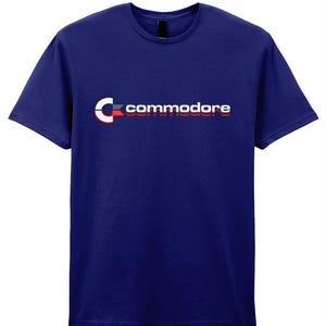 Commodore C Logo T-Shirt: Retro Futuristic Glow Gildan Ringspun