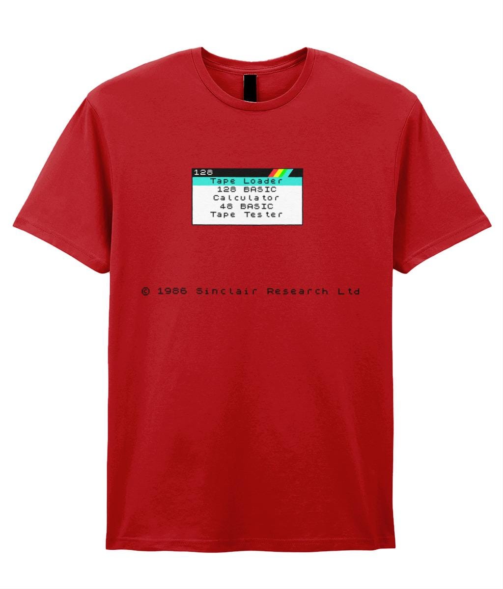 ZX Spectrum 128K Retro Gaming T-shirt: 1986 Pixel Screen, Gildan