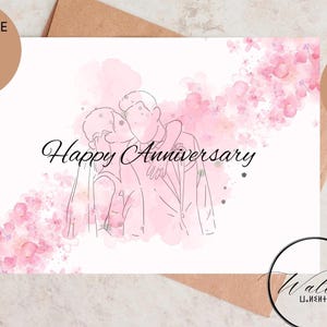 Biglietto di auguri per l'anniversario ... stampabile con busta rosa Biglietto di auguri