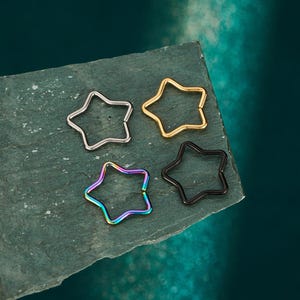 2PCS 18G Titanium Star Shape Twist Nose Rings/Nostril Piercing/Gold/Silver/Black/Colorful Nostril Jewelry/Tiny Nose Rings/Seamless Nose Ring