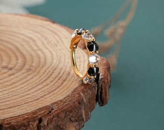 16G roestvrij staal goud helder en zwart CZ septum ring/Tiny Daith Hoop/Cartilag/Helix/Conch Earring/Septum piercing/Daith Earring/1PCS