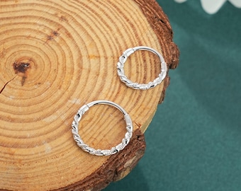 16G Twisted Spiral Hoop/Everyday Huggie Hoop/Stacking Hoop/10mm Septum Ring/Cartilage Clicker/Dainty Helix/Conch/Tragus Hoop Earring/1PCS