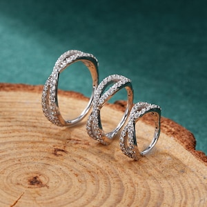 Sterling Silver Double Paved CZ Hoop/Crossed Huggie Hoop/Everyday Stackable Hoop/Cartilage Clicker/ Helix/Conch Hoop Earring/Nose Ring/1PCS