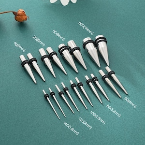 Um par de alargadores de orelha de aço inoxidável/túnel de orelha com ponta/kit de alongamento de orelha/conjunto de parafuso expansor calibre 14G-00G/joia para cuidados posteriores com piercing 1,6 mm–10 mm