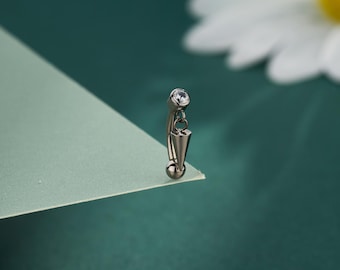 Piercing al sopracciglio in titanio 16G con punta a punta filettata internamente, bilanciere curvo a forma di torre/1 pezzo, piercing al sopracciglio curvo/gioielli per piercing al sopracciglio/piercing a torre/barbell