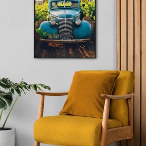 Vintage Old Blue Car Print Country Print Farm Photography Wall Art Rustic Printable Farmhouse Poster Farm House Print Rustic Rusty Auto image 2