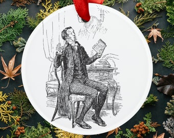 Ornements pour sapin de Noël Orgueil et Préjugés, Illustration originale de 1894 Citation de Jane Austen | 2,9 pouces | Idées cadeaux uniques et amusantes |5|