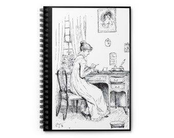 PRIDE & PREJUDICE Spiral Notebook, A Journal For Jane Austen Fans, Original 1894 Illustration Of Jane Bennet | Unique Lovely Fun Gift Ideas