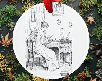 PRIDE & PREJUDICE Christmas Tree Ornaments Jane Austen, Original 1894 Illustration + Quote, 2.9 Inches | Unique Lovely Fun Gift Ideas |2|