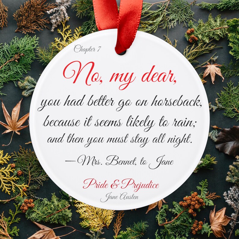 PRIDE AND PREJUDICE Jane Austen Unique Christmas Tree Ornaments Original 1894 Illustration book Quote 2.9in Teacher Gift Ideas 1 image 6