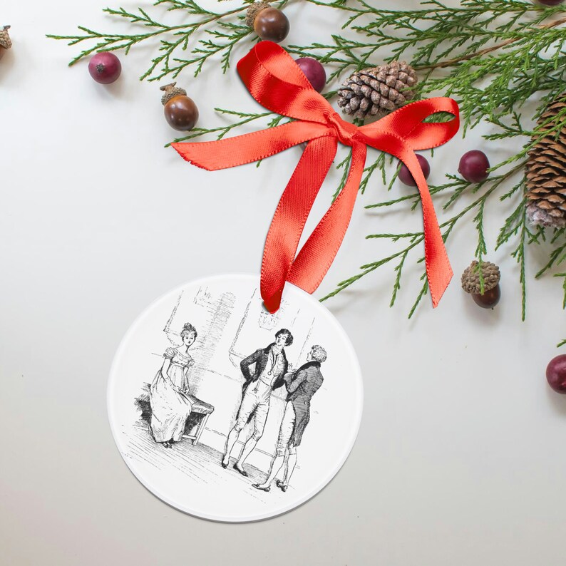 PRIDE AND PREJUDICE Jane Austen Unique Christmas Tree Ornaments Original 1894 Illustration book Quote 2.9in Teacher Gift Ideas 1 image 3