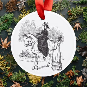 PRIDE AND PREJUDICE Jane Austen Unique Christmas Tree Ornaments Original 1894 Illustration book Quote 2.9in Teacher Gift Ideas 1 Chapter 7