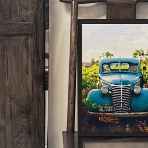 Vintage Old Blue Car Print Country Print Farm Photography Wall Art Rustic Printable Farmhouse Poster Farm House Print Rustic Rusty Auto image 3