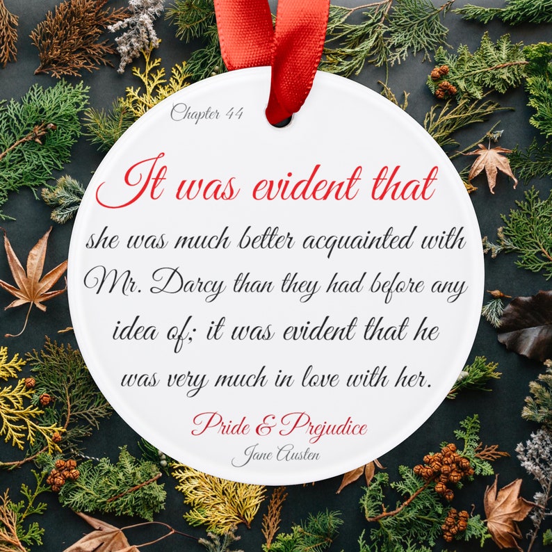 PRIDE AND PREJUDICE Jane Austen Unique Christmas Tree Ornaments Original 1894 Illustration book Quote 2.9in Teacher Gift Ideas 1 image 9