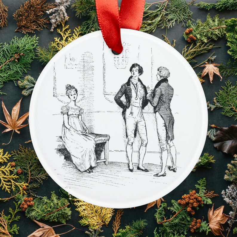 PRIDE AND PREJUDICE Jane Austen Unique Christmas Tree Ornaments Original 1894 Illustration book Quote 2.9in Teacher Gift Ideas 1 Chapter 5