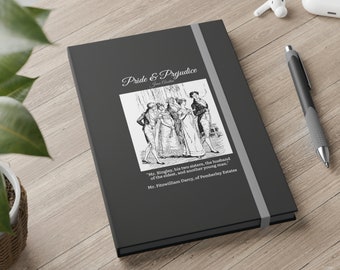 PRIDE & PREJUDICE Contrast Notebook - A Lined Ruled Journal For Jane Austen Fans, Original 1894 Illustration | Unique Lovely Fun Gift Ideas