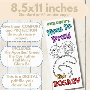 How to Pray Rosary for KIDS PDF: Instant Download Easy Prayer Guide for Children, Fold Printable Rosary Guide, Catholic Prayer for Children