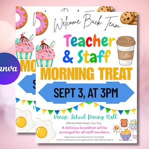 Editable Back to School Brunch Flyer: PTA/PTO Canva Template (8.5x11 inches)
