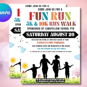 Editable Canva Template – Fun Run Flyer for 5K/10K Outdoor Walk & Race Event
