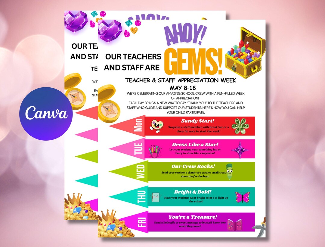 Editable Pirate & Beach Theme Teacher Appreciation Week Itinerary ...